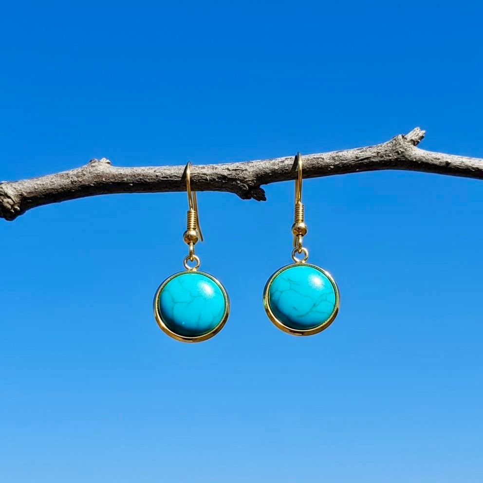 Collectie oorbellen met ronde 12mm edelstenen in goud hypoallergeen roestvrij staal