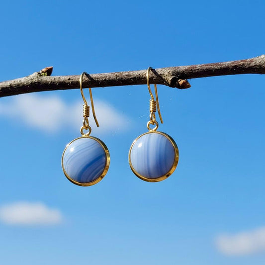 Collectie oorbellen met ronde 12mm edelstenen in goud hypoallergeen roestvrij staal