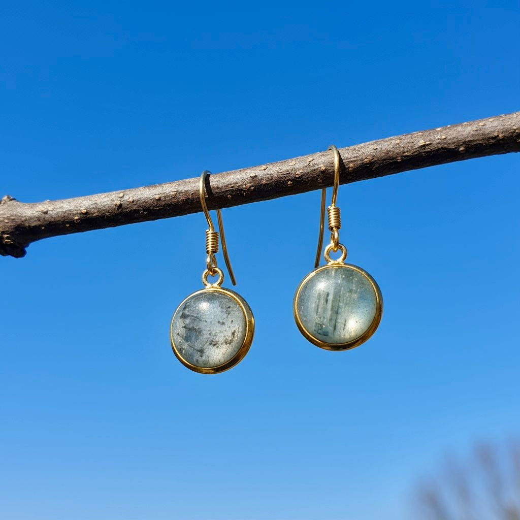 Collectie oorbellen met 10mm ronde edelstenen in goud hypoallergeen roestvrij staal