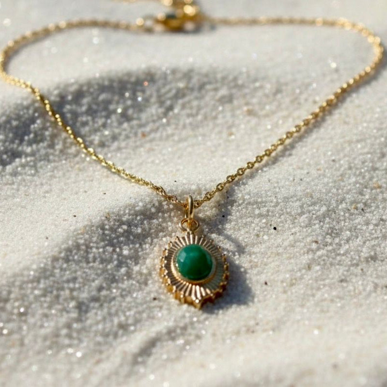 Vergulde zilveren ketting met Afrikaanse jade