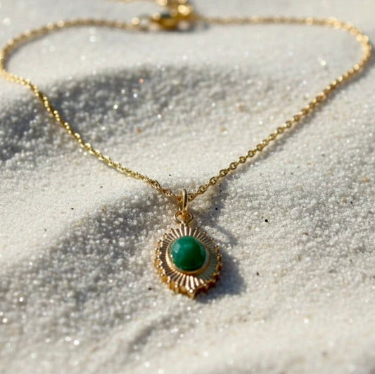 Vergulde zilveren ketting met Afrikaanse jade