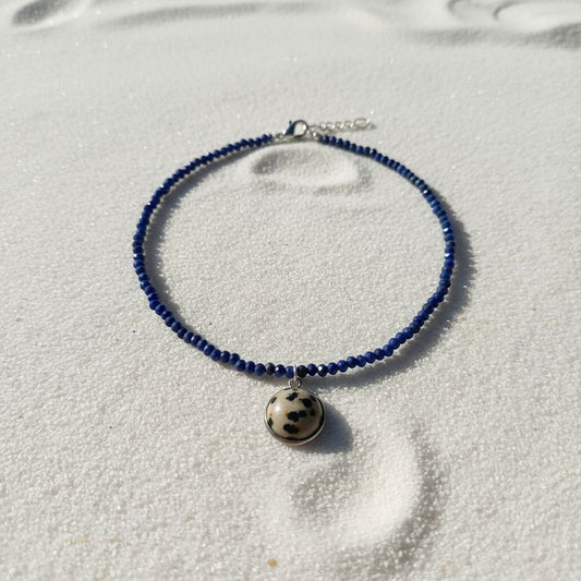 Lapis lazuli ketting met dalmatiër japis