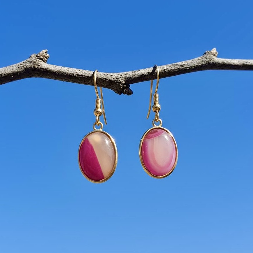 Collectie ovale oorbellen met edelstenen in goud hypoallergeen roestvrij staal