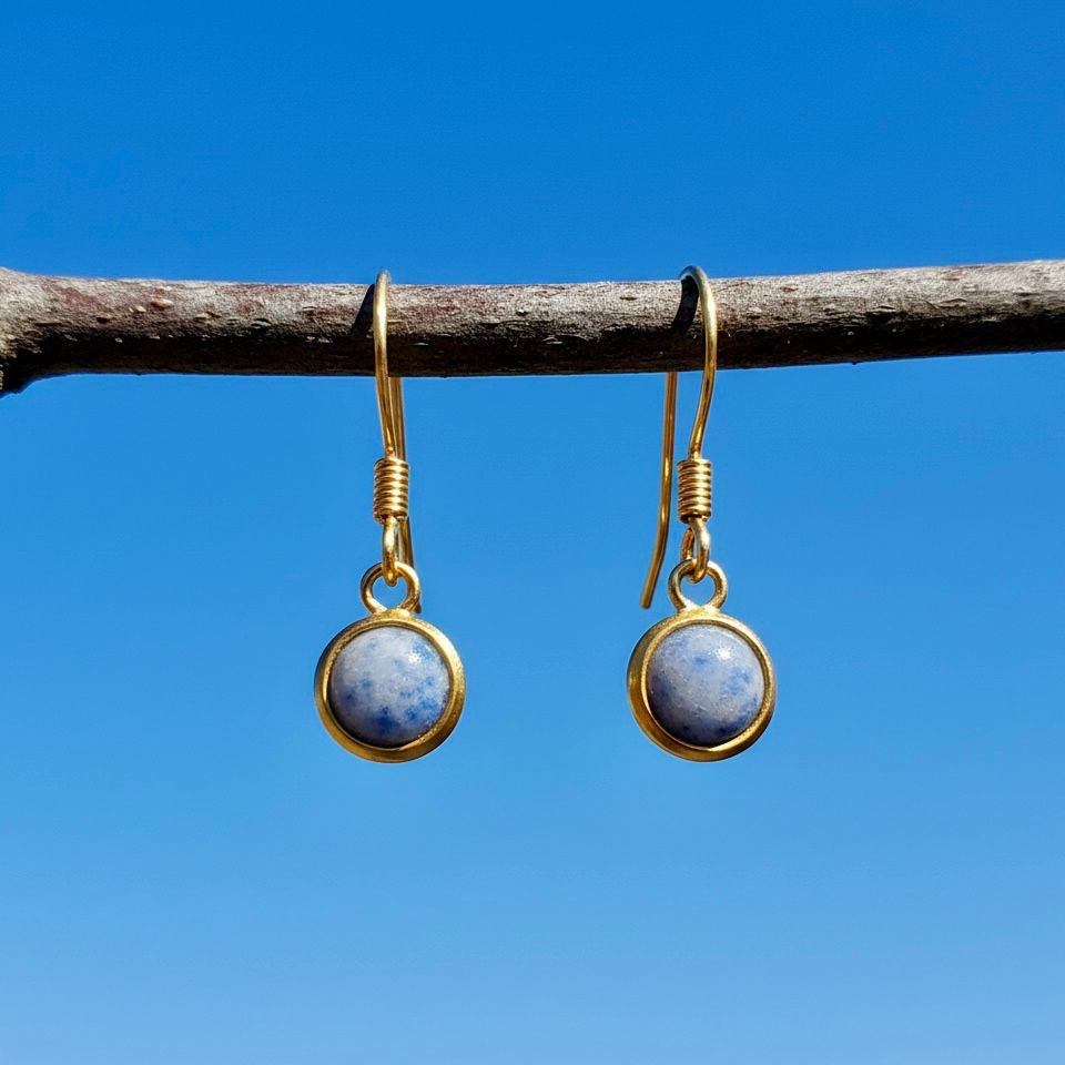 Collectie minimalistische oorbellen met ronde 6mm edelstenen in goud hypoallergeen roestvrij staal