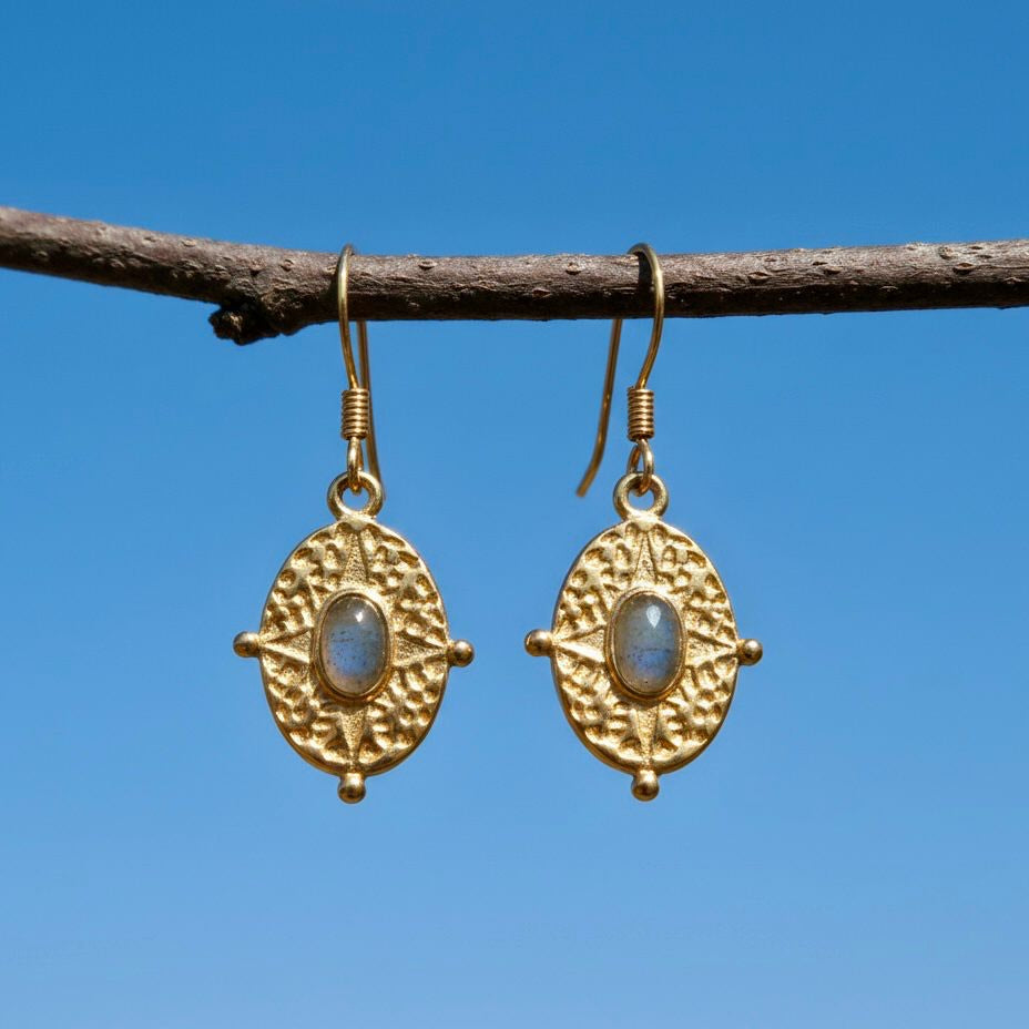 Collectie vergulde roestvrijstalen oorbellen met edelstenen