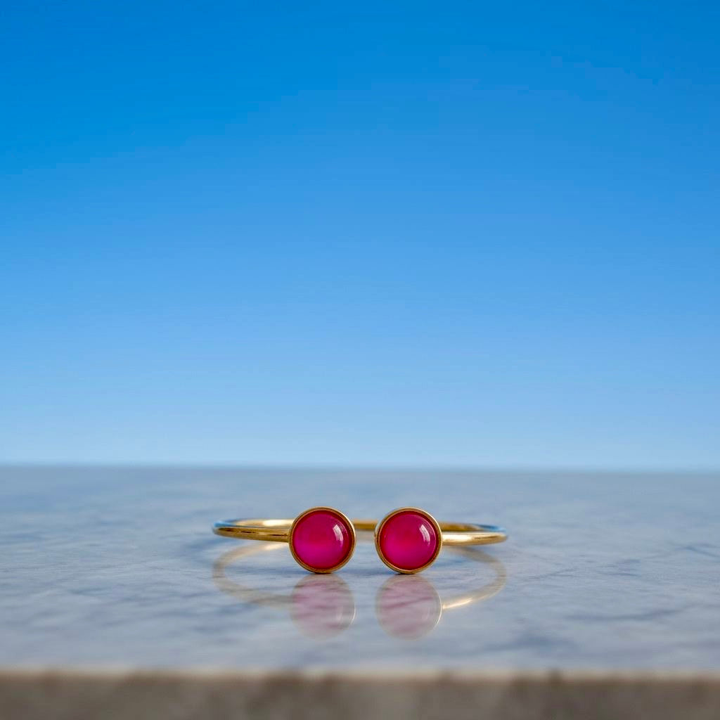 Collectie armbanden met edelstenen in verguld roestvrij staal