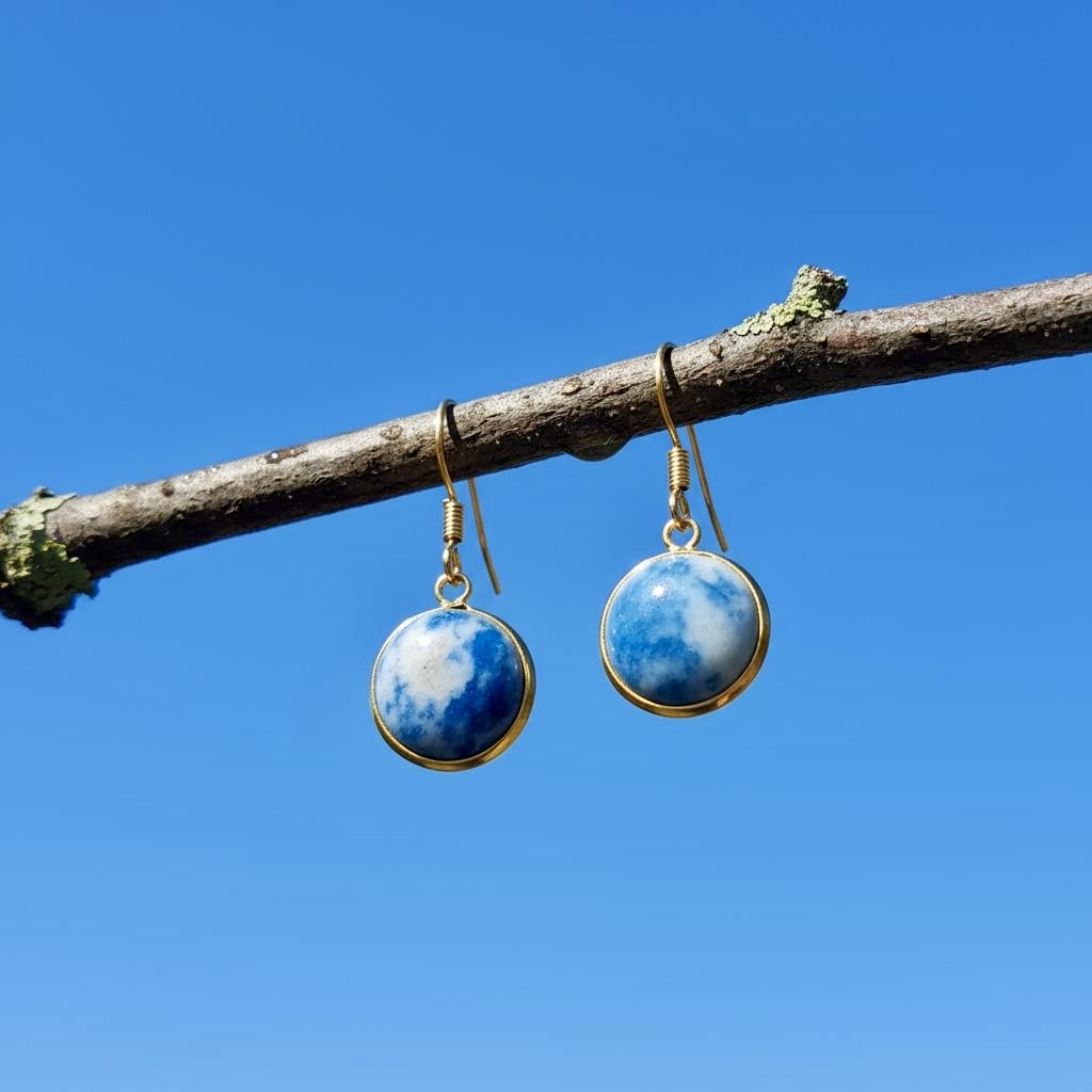 Collectie oorbellen met ronde 12mm edelstenen in goud hypoallergeen roestvrij staal