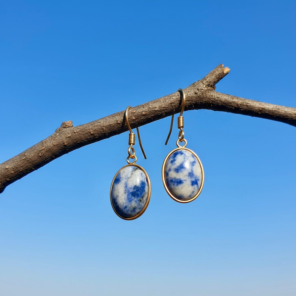 Collectie ovale oorbellen met edelstenen in goud hypoallergeen roestvrij staal