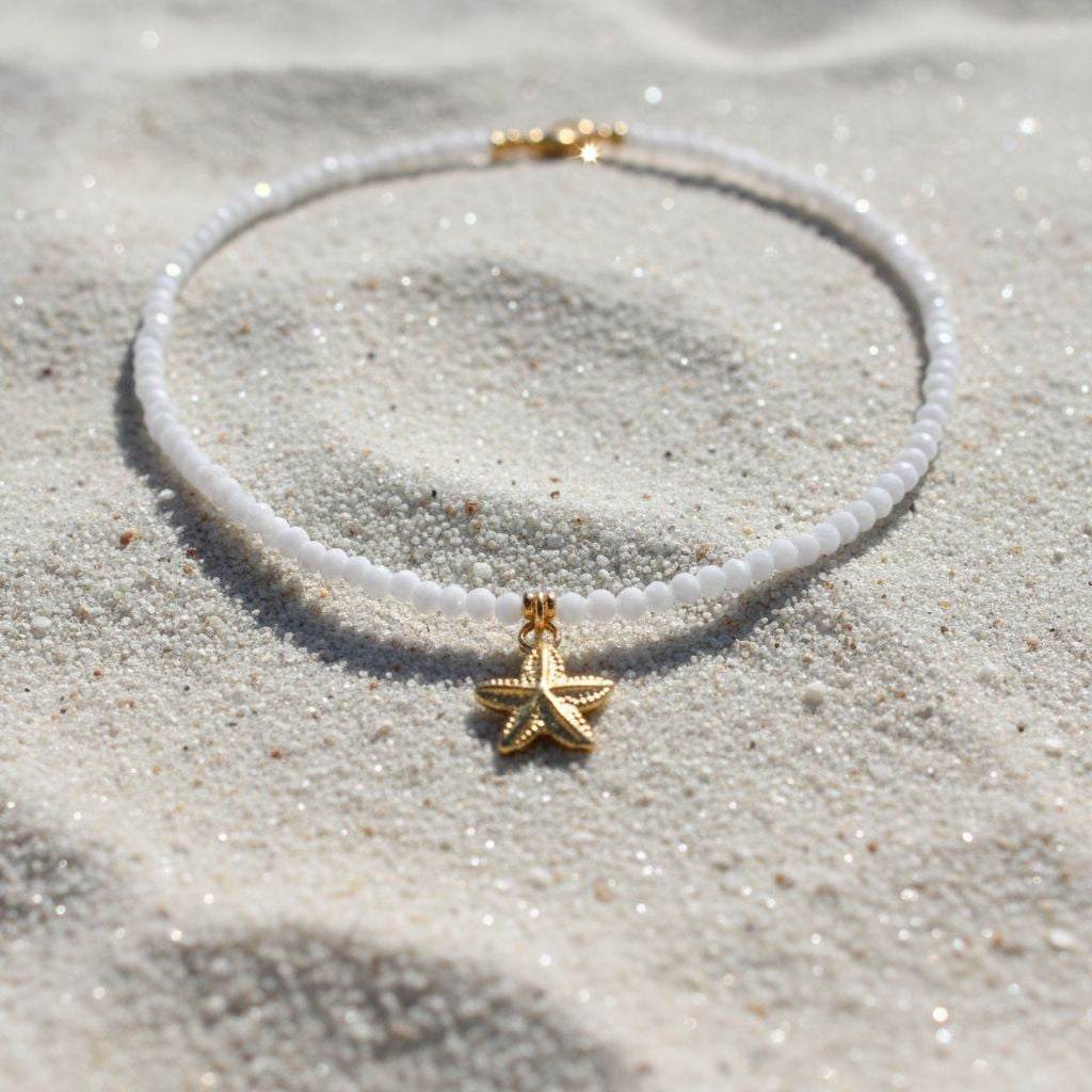 Ketting van maansteen met zeester