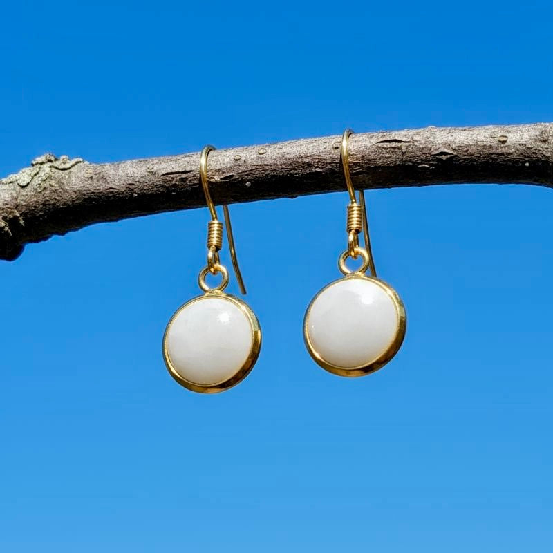 Collectie oorbellen met 10mm ronde edelstenen in goud hypoallergeen roestvrij staal