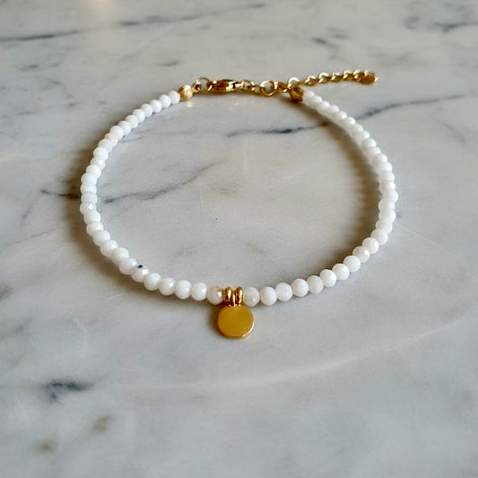 Maansteen armband met goud muntje