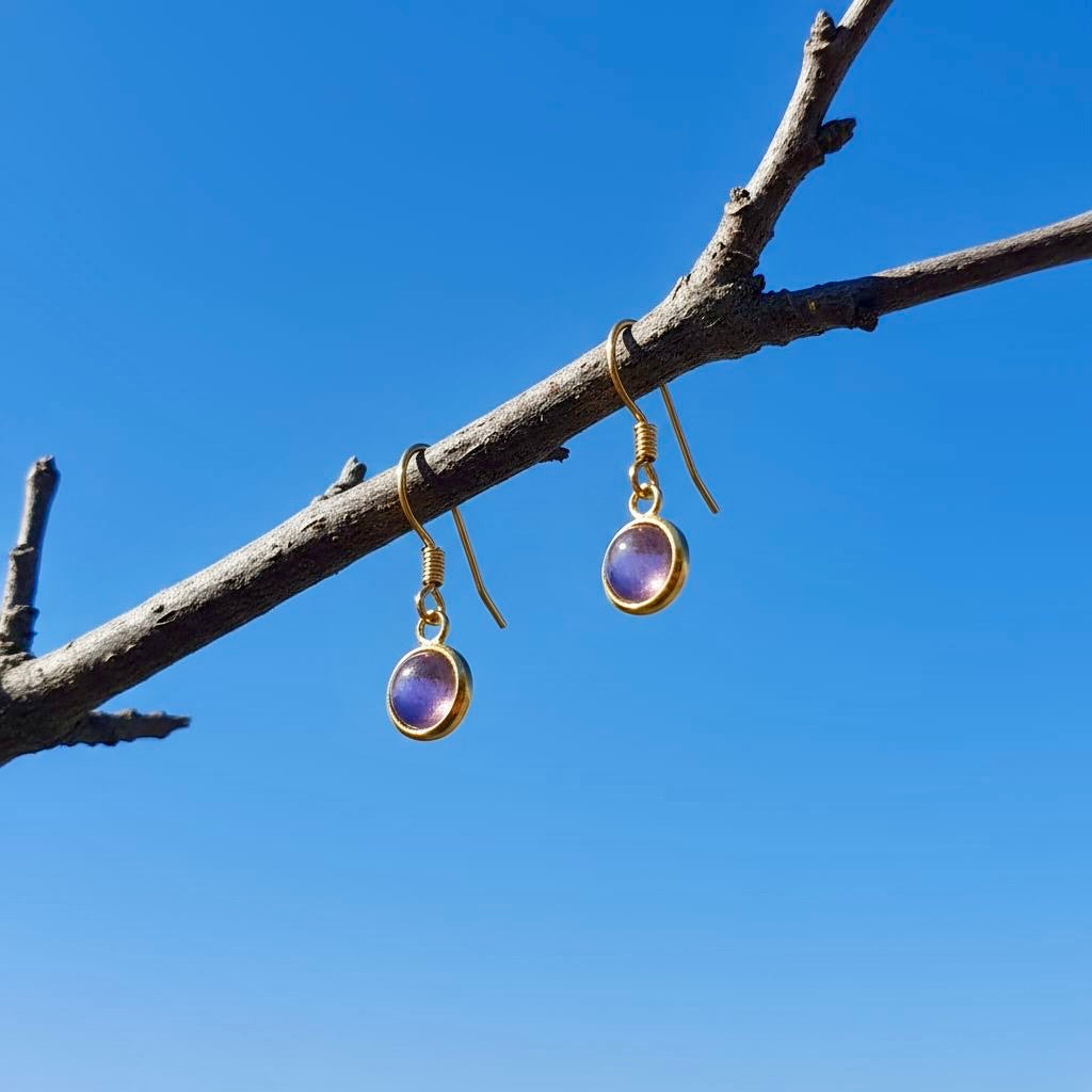 Collectie minimalistische oorbellen met ronde 6mm edelstenen in goud hypoallergeen roestvrij staal